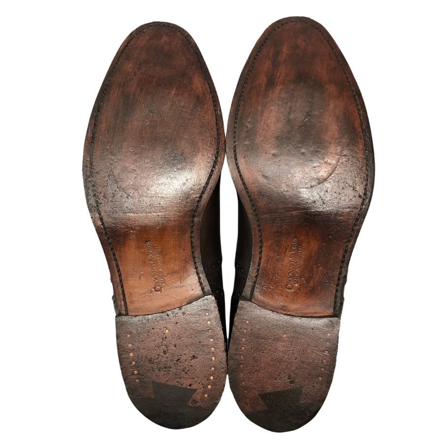 クロケット&ジョーンズ セミブローグシューズ コベントリー レザー メンズ ダークブラウン サイズUK8.5E 341ラスト CROCKETT&JONES COVENTRY ビジネスシューズ 約27.0cm【LA】【中古】