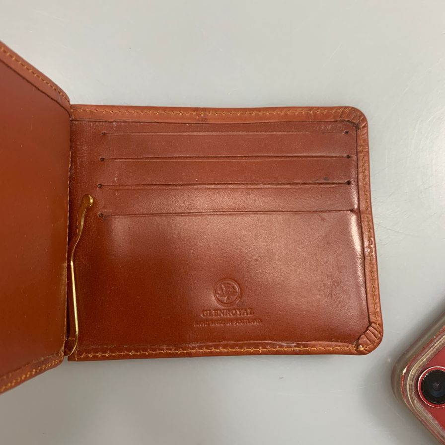 グレンロイヤル 財布 マネークリップ クロコ型押し ブラウン GLENROYAL【AFI19】
