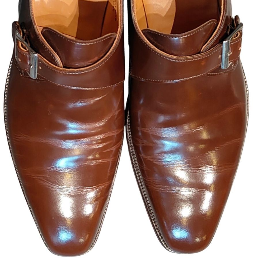 クロケット&ジョーンズ レザーシューズ シングルモンク モンクトン ダークブラウン メンズ サイズ8E CROCKETT&JONES MONKTON ビジネスシューズ 約26.0cm【LA】【中古】