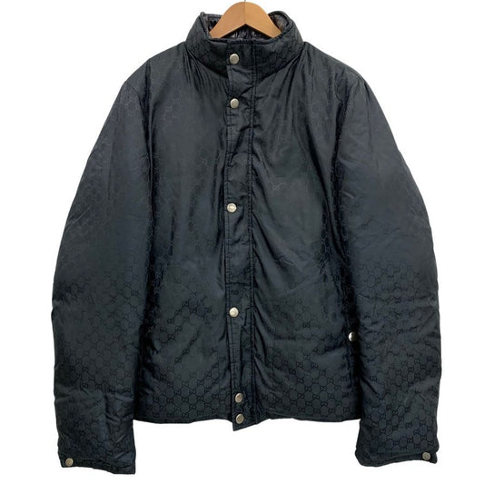 中古◆グッチ ダウンジャケット ナイロン GG柄 リバーシブル メンズ ネイビー サイズ50 GUCCI 【AFF24】