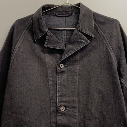 極美品◆コモリ 25AW デニム ワークジャケット ブラック メンズ サイズ2 C03-01002 COMOLI 【AFA5】