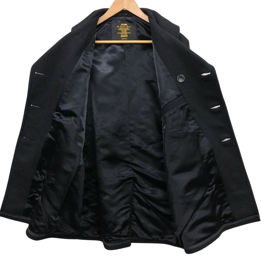 中古◆フィデリティ ピーコート PEA CORT ナイロン ボタン USA製 メンズ サイズXL ブラック FIDELITY 【AFA22】