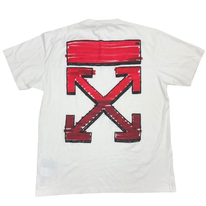 新品同様◆オフホワイト 半袖Tシャツ バックプリント マーカー スリム ロゴ プリント OMAA027R21JER003 ホワイト メンズ サイズXXL OFF-WHITE MARKER S/S SLIM TEE 【AFB41】
