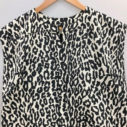 美品◆サンローランパリ 15SS ノースリーブ アニマル柄 ワンピース レディース サイズ38 ブラック  SAINT LAURENT PARIS 【AFB1】