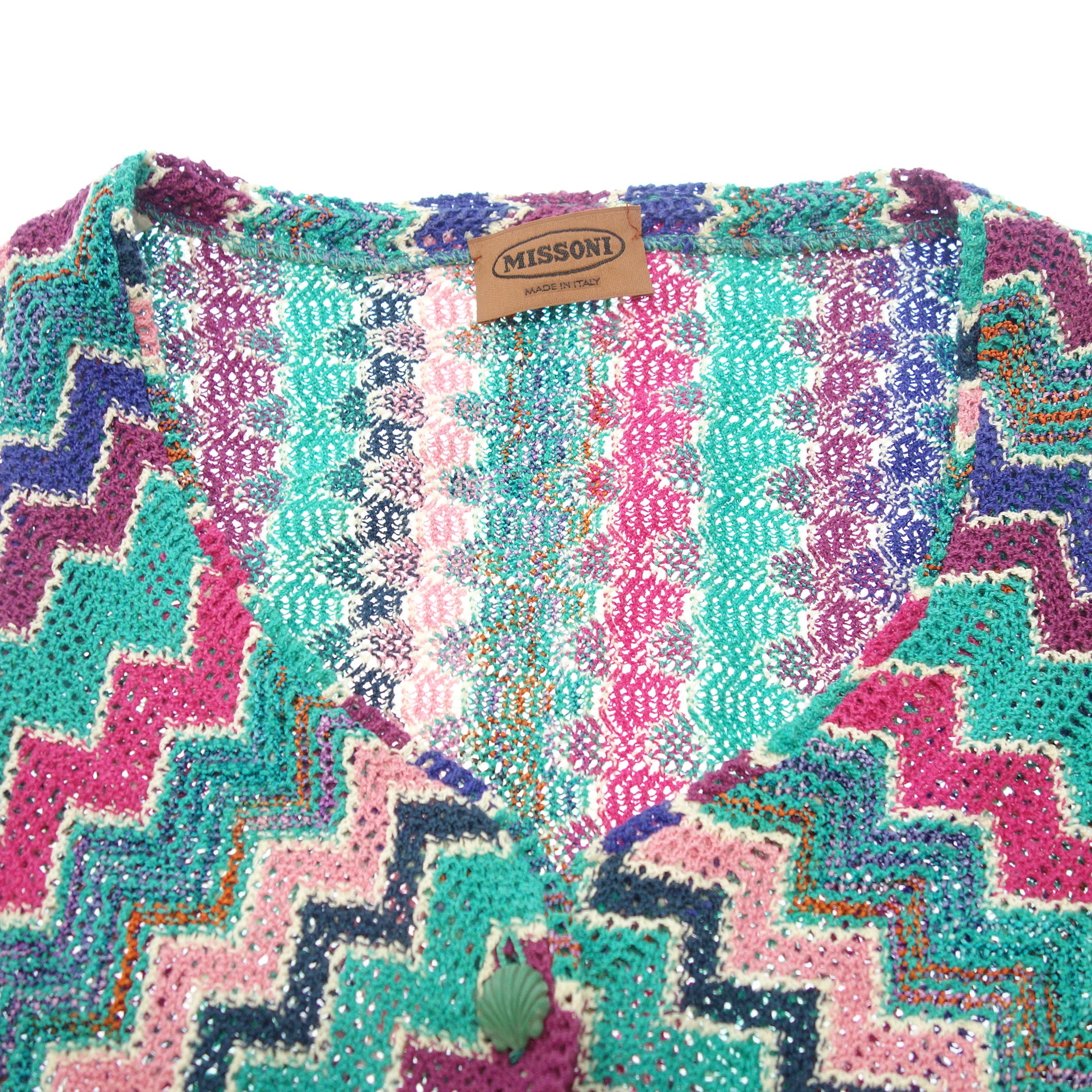 美品◇ミッソーニ ニットベスト 46 マルチカラー MISSONI 【AFB4
