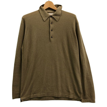 美品◆エルメネジルドゼニア ポロシャツ ニット カシミヤ100% ベージュ系 サイズ50 メンズ Ermenegildo Zegna 【AFB41】