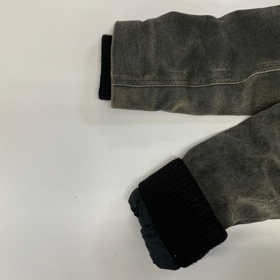 中古◆ハーレー レザー ジップパーカー 裏ボア グレー系 メンズ サイズ表記不明 Hurley 【AFF21】