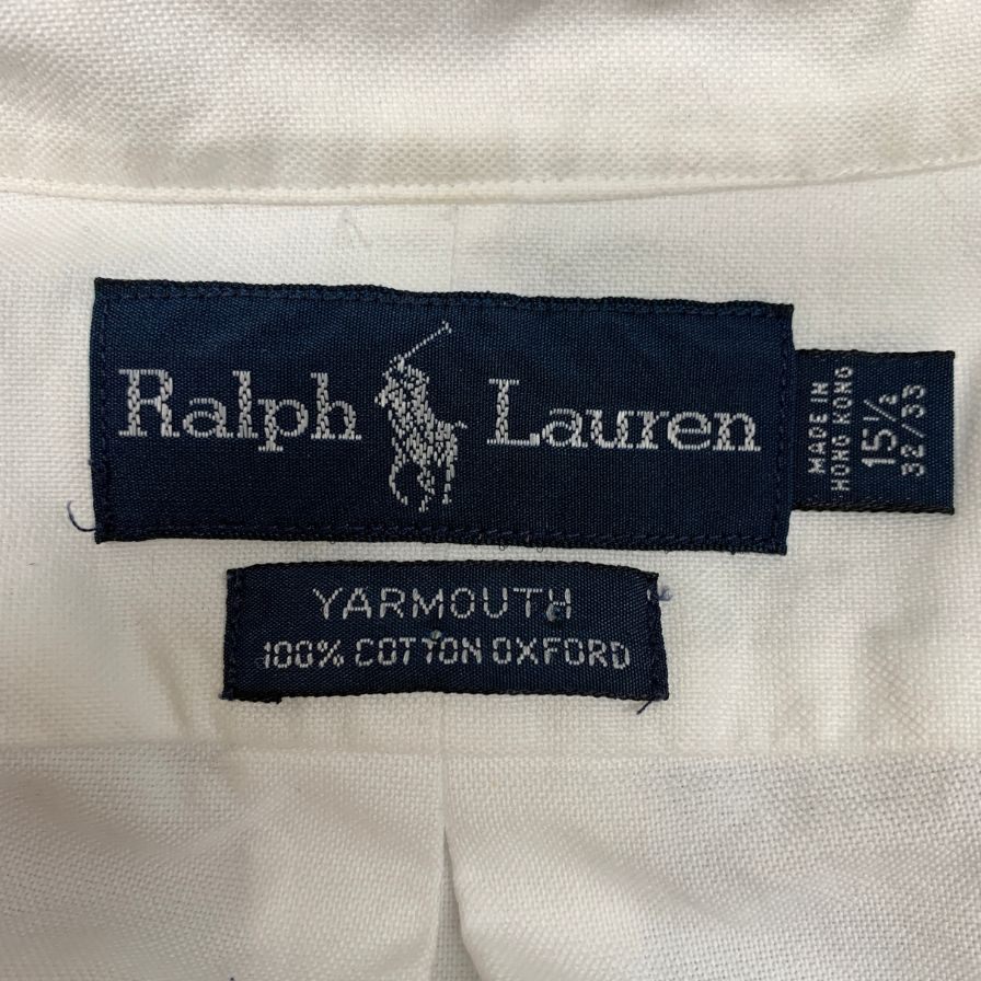 極美品◆ポロ ラルフローレン BDシャツ YARMOUTHライン ホワイト メンズ サイズ15.5 Polo Ralph Lauren 【AFB19】
