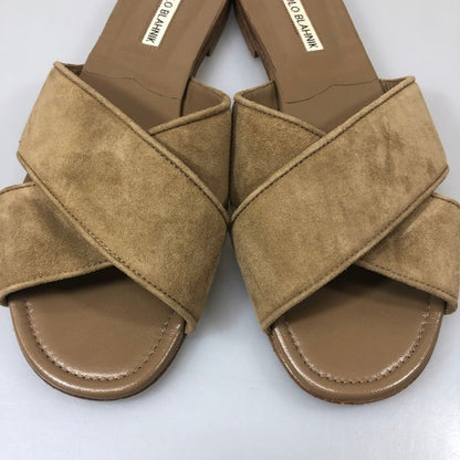 マノロブラニク フラットサンダル スエード ベージュ レディース サイズ39 MANOLO BLAHNIK 約25.0cm【YB3】