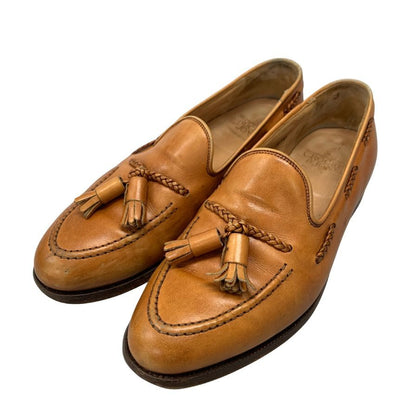 クロケット&ジョーンズ レザーシューズ 編み込み タッセル ローファー カーフ ランガム ブラウン サイズUK7E CROCKETT&JONES LANGHAM ローファー 約25.5cm【LA】【中古】