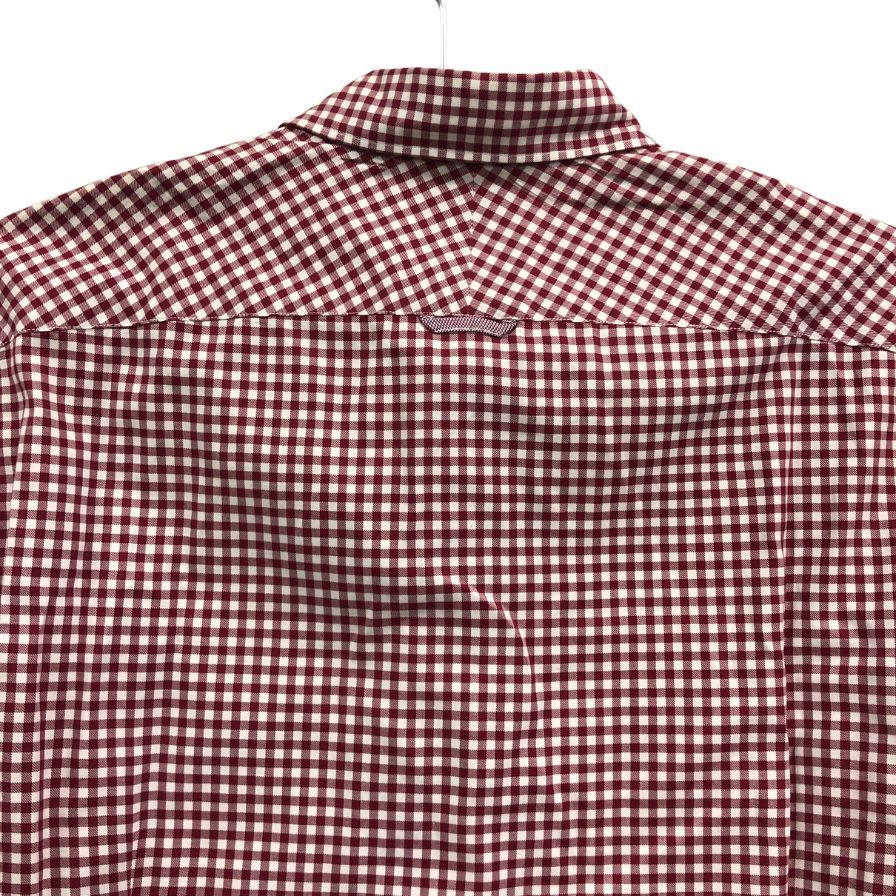 美品◆スーツカンパニー ギンガムチェックシャツ 長袖 スリムフィット コットン レッド系 サイズL  THE SUIT COMPANY 【AFB43】