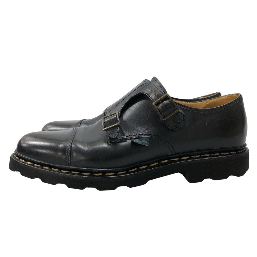 パラブーツ レザーシューズ ダブルモンク ウィリアム カーフ メンズ サイズUK8 ブラック Paraboot WILLIAM ビジネスシューズ 約26.5cm【LA】【中古】