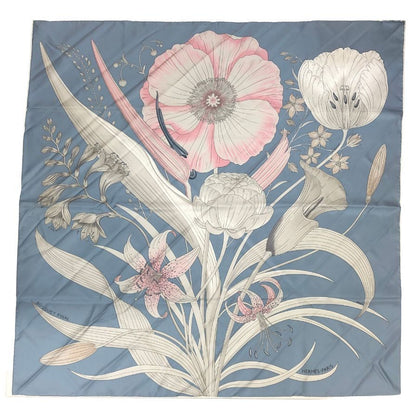 エルメス カレ90 25AW 最後の花束 Bouquet Final ブルー シルク レディース HERMES【AFB55】