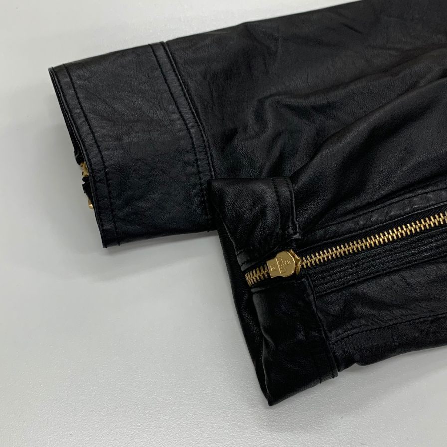 美品◆マークバイマークジェイコブス レザー ジャケット ゴールド金具 ショート丈  ラム革 レディース サイズXS ブラック MARC by MARC JACOBS 【AFB26】