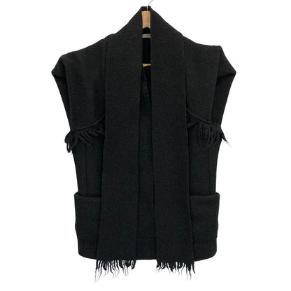 美品◆ボッテガヴェネタ ベスト フリンジ ウール 刺繍 ブラック レディース サイズ44 BOTTEGA VENETA 【AFB28】
