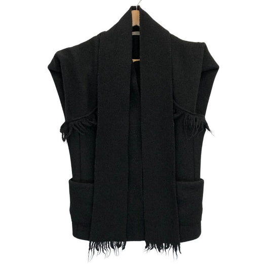 美品◆ボッテガヴェネタ ベスト フリンジ ウール 刺繍 ブラック レディース サイズ44 BOTTEGA VENETA 【AFB28】