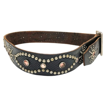 エイチティーシー ベルト スタッズ ストーン付き レザー ブラック メンズ HTC【AFI4】