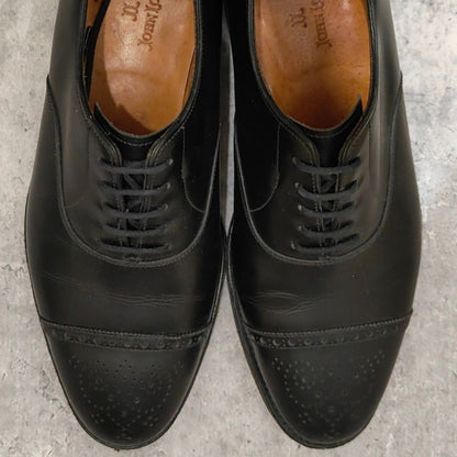 ジョンロブ レザーシューズ グロウナー Sスタンプ セミブローグ ブラック 8695ラスト サイズUK5.5E JOHNLOBB ビジネスシューズ 約24.0cm【LA】【中古】