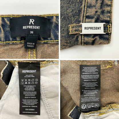 リプレゼント ワイドデニム パンツ バギー ダメージ加工 メンズ サイズ36 ブルー REPRESENT 【AFB28】