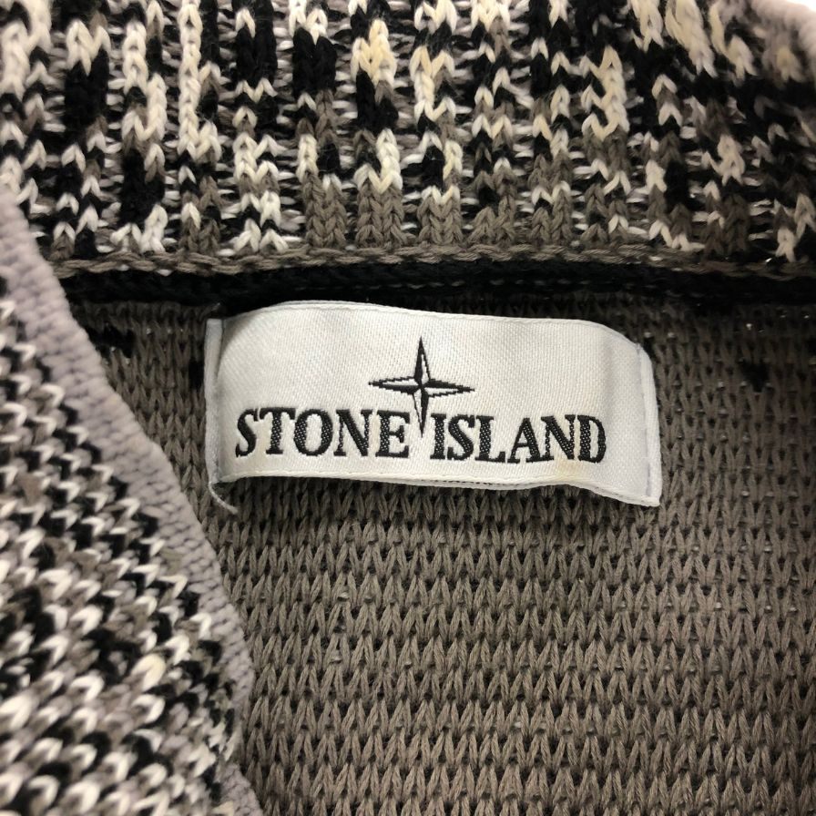 極美品◆ストーンアイランド 24SS ニット モックネック ランドスケープ グレー系 メンズ サイズL 8015512D5 STONE ISLAND 【AFA13】