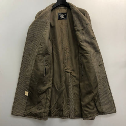 中古◆バーバリー ステンカラーコート ウール 千鳥格子 ブラウン系 メンズ サイズS BURBERRY 【AFF13】
