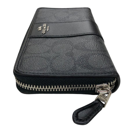コーチ 長財布 シグニチャー ラウンドジップ ブラック メンズ COACH【AFI6】