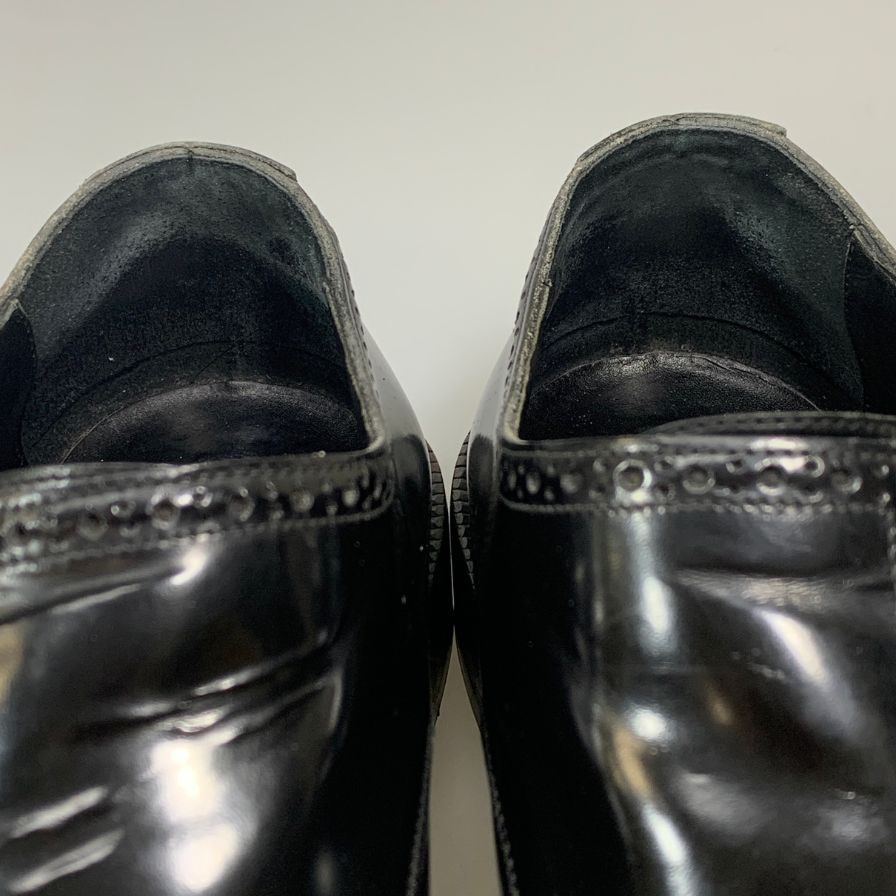 グッチ レザーシューズ 5245 ダブルモンク パンチドキャップトゥ ガラスレザー ブラック サイズ41.5E メンズ GUCCI 約26.5cm【AFC44-2】