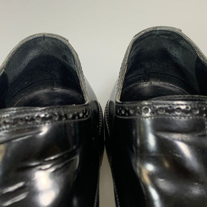 グッチ レザーシューズ 5245 ダブルモンク パンチドキャップトゥ ガラスレザー ブラック サイズ41.5E メンズ GUCCI 約26.5cm【AFC44-2】