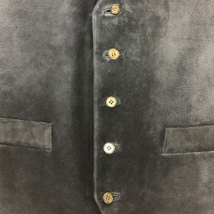 美品◆エルメス ジレ ヴィンテージ L'OR DES CHEFS ネイビー系 シルク×ピッグスキン サイズ48 メンズ HERMES 【AFB20】