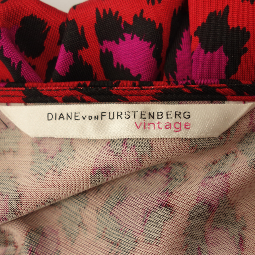 美品◆ダイアン フォン ファステンバーグ ワンピース レオパード ラップワンピース シルク ピンク系 DIANE von FURSTENBERG レディース【AFA7】