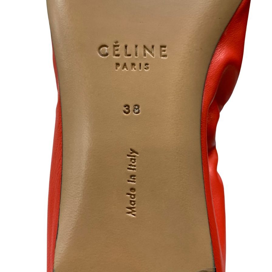 セリーヌ フラットシューズ バレリーナ ナッパレザー レッド系 レディース サイズ38 CELINE 約24.5cm【AFD15-2】