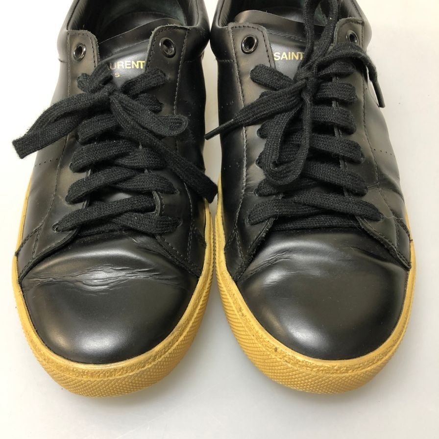 サンローラン レザースニーカー ガムソール 419195 ローカット ブラック 38 メンズ SAINT LAURENT 約23.5cm【AFC8】