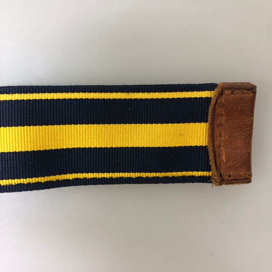 ポロ ラルフローレン  リボンベルト  ダブルリング ストライプ  ネイビーxイエロー 約100cm  Polo Ralph Lauren【AFI5】
