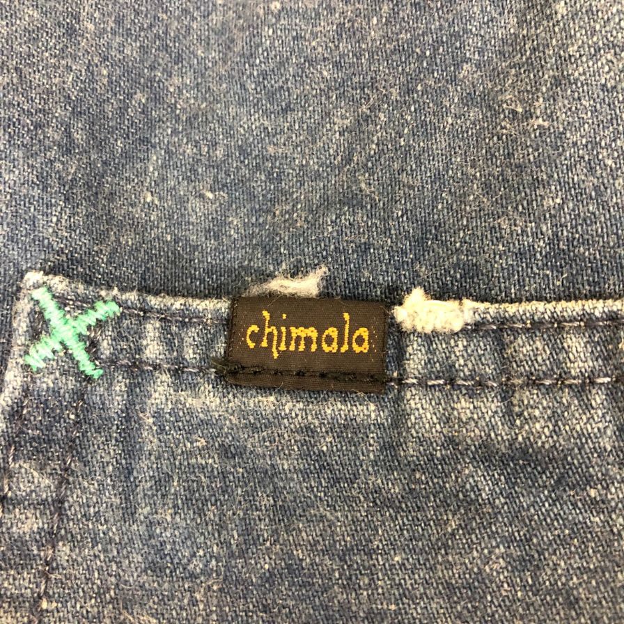 チマラ オーバーオール 12-030-450-0485-1-0 コットン トリプルステッチ ブルー サイズM ユニセックス chimala 【AFB47】