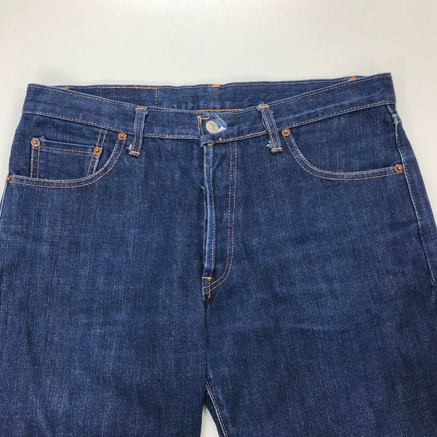 ドゥニーム デニムパンツ ボタンフライ オリゾンティ期 赤耳 セルビッチ ストレート ジーンズ 紙パッチ インディゴブルー W34 DENIME 【AFB45】