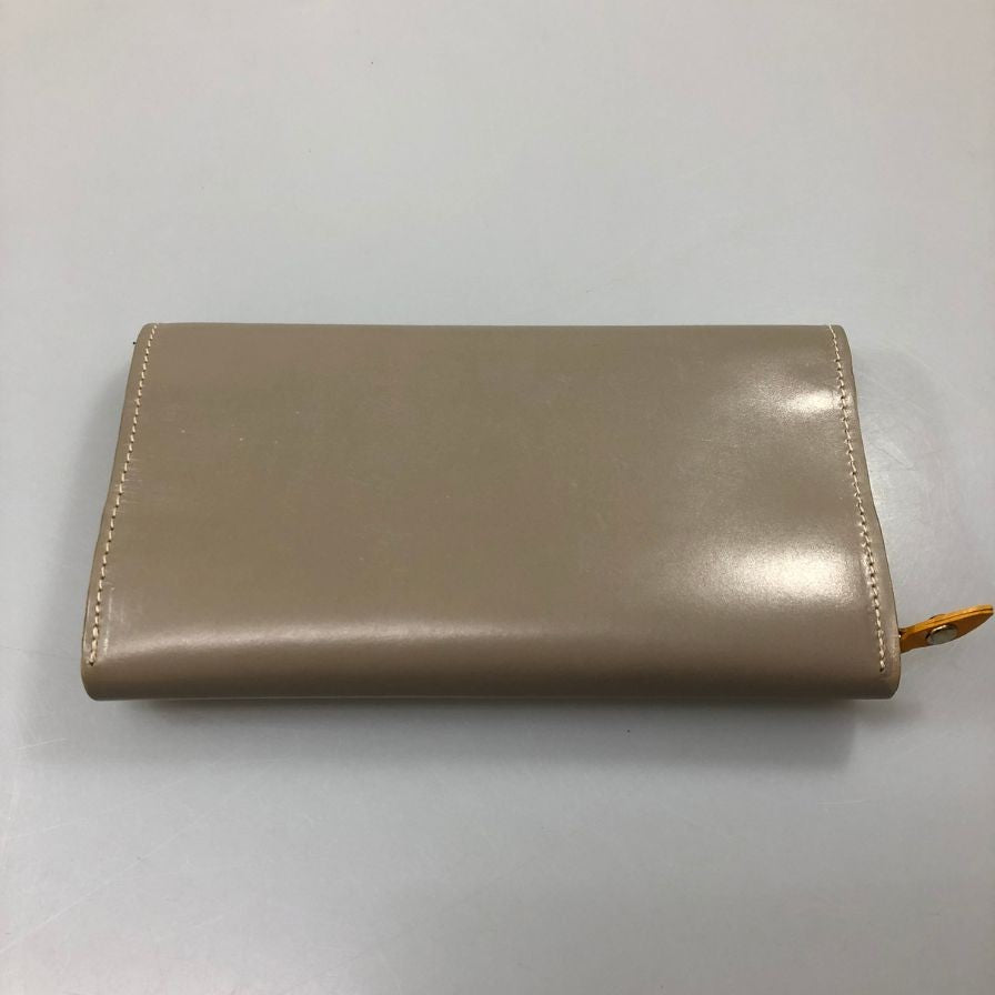 グレンロイヤル 長財布 二つ折り財布 フラップボタン ブライドルレザー グレー系 ゴールド金具 GLENROYAL【AFB54】