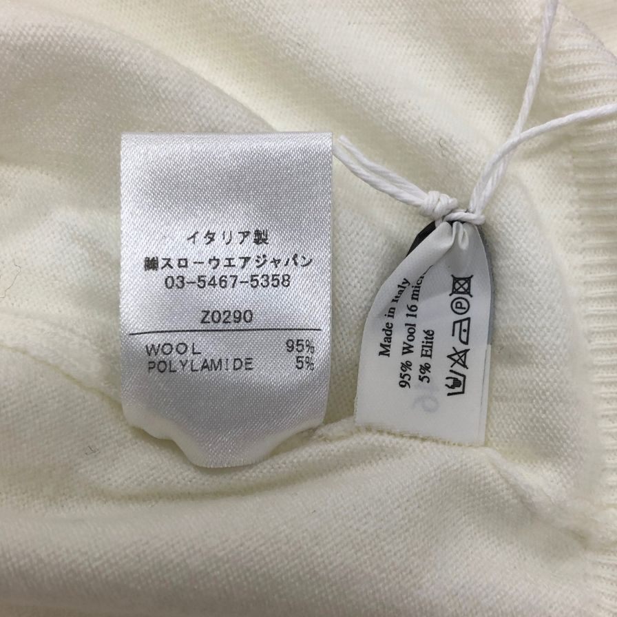 美品◆ザノーネ  クルーネック ニット ウール アイボリー サイズ46 メンズ ZANONE 【AFB7】