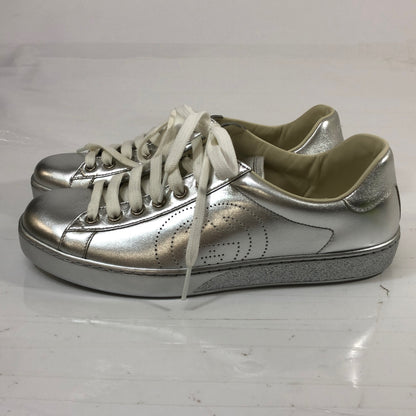 グッチ レザースニーカー インターロッキングG シルバー 660266 レディース サイズ6 GUCCI 約25.0cm【YB2】
