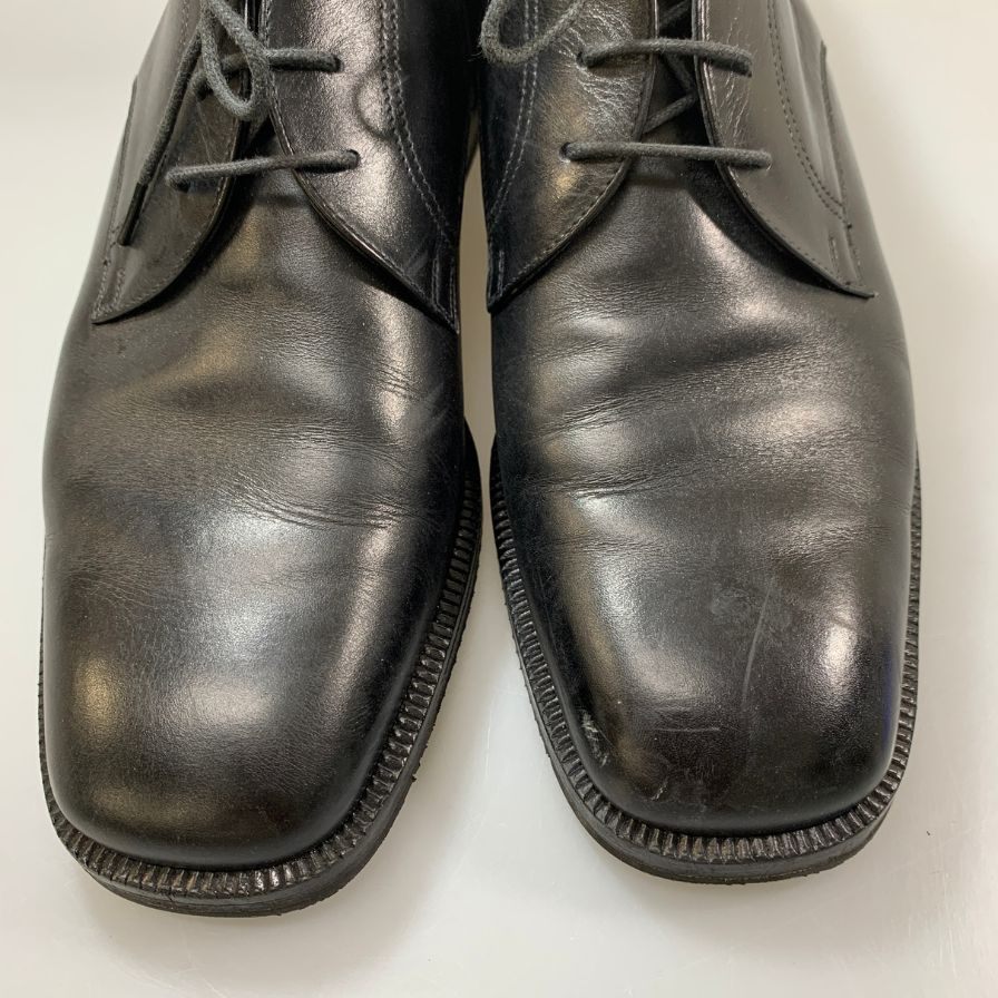 モレスキー レザーシューズ 33221 Vフロント プレーントゥ カーフ ブラック サイズUK8.5 メンズ MORESCHI 約26.5cm【PTM1】