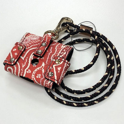 エトロ エアポッズケース カンフーパンダ AirPodsケース レッド系 レザー ETRO【AFI3】【中古】