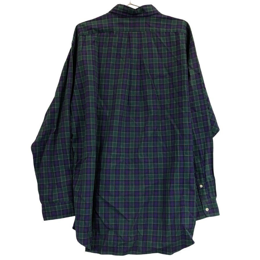 美品◆ポロラルフローレン 90S ボタンダウンシャツ タータンチェック ネイビー系 メンズ サイズXL Polo Ralph Lauren 【AFB35】