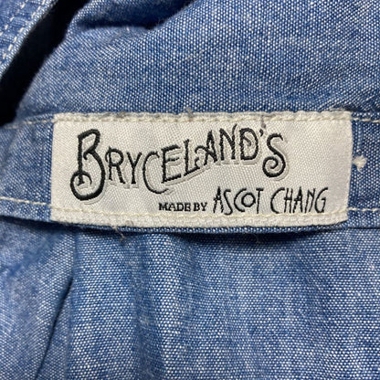 美品◆ブライスランズ×アスコット チャン シャンブレー 長袖シャツ メンズ サイズL ブルー Bryceland's  Ascot Chang 【AFB44】