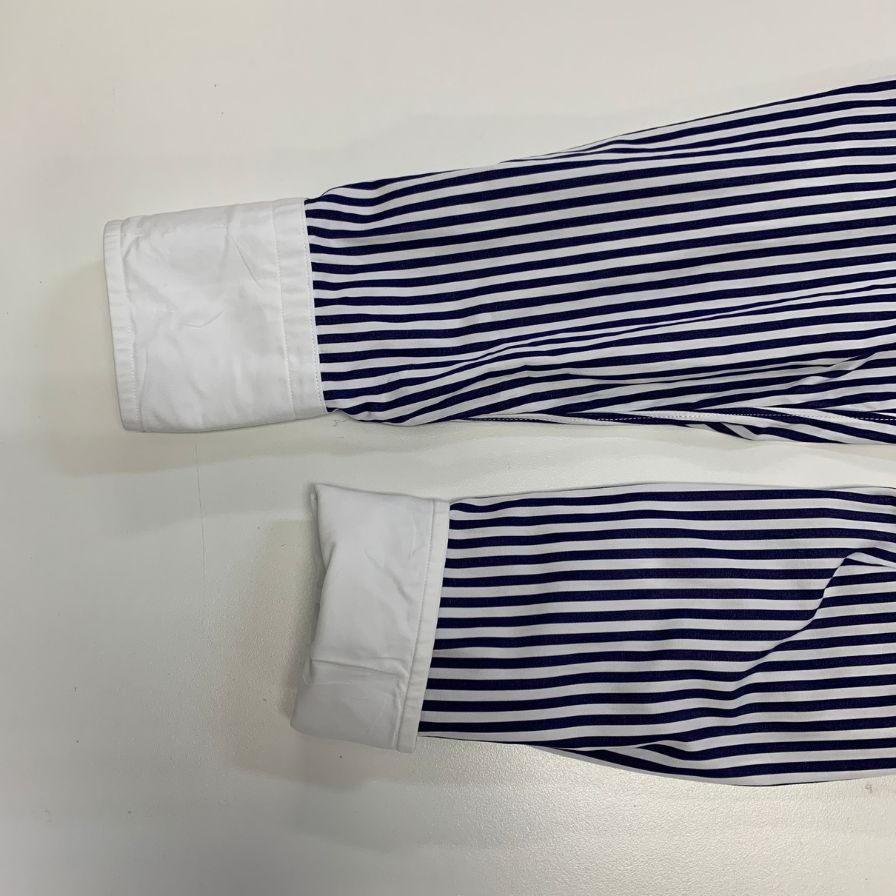 美品◆ブリッラ ペル イル グスト×トーマス メイソン シャツ ストライプ コットン ネイビー メンズ サイズ40 15 4/3 Brilla per il gusto×THOMAS MASON 【AFB11】