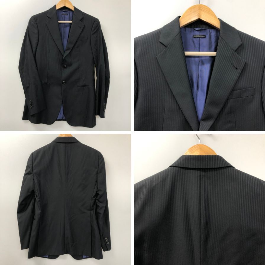 ジョルジオアルマーニ スーツ セットアップ シングル 2B ストライプ ブラック メンズ サイズ46 GIORGIO ARMANI【AFB48】