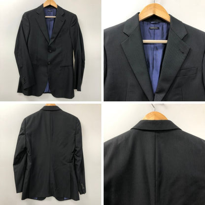 ジョルジオアルマーニ スーツ セットアップ シングル 2B ストライプ ブラック メンズ サイズ46 GIORGIO ARMANI【AFB48】