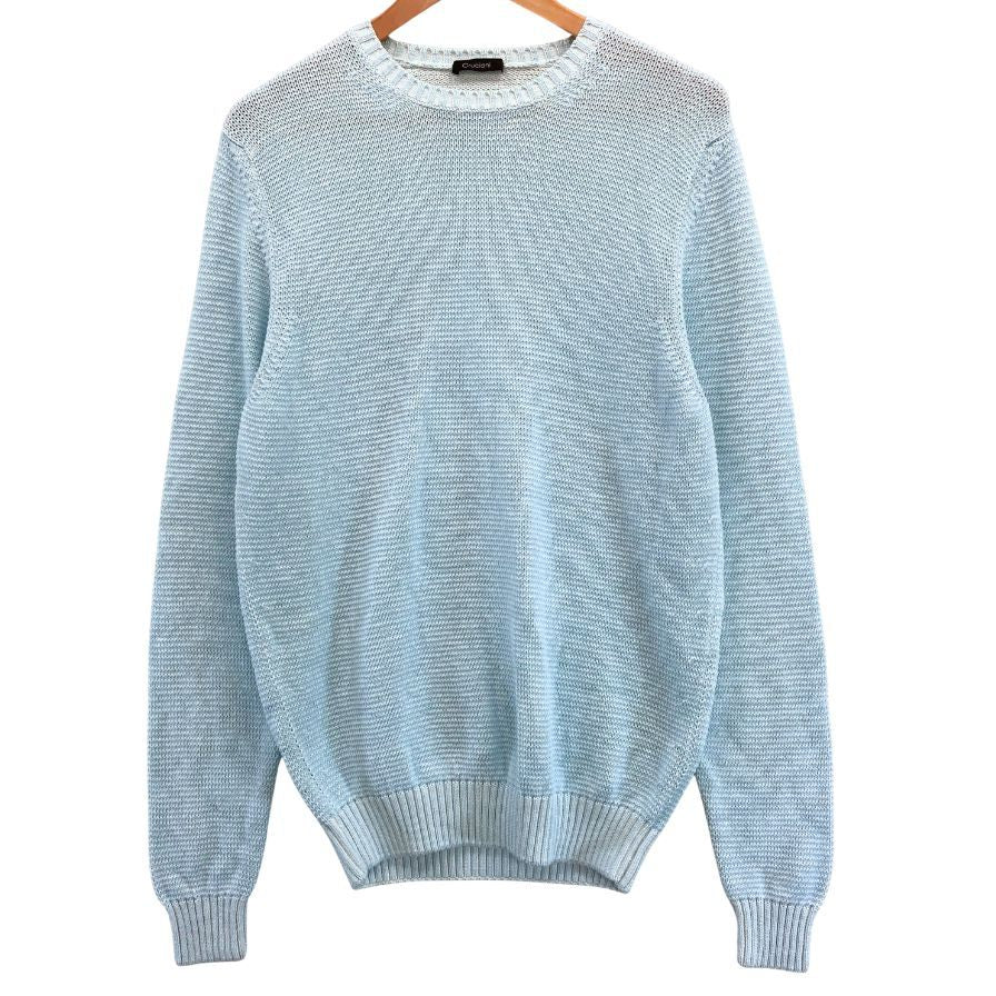 美品◆クルチアーニ クルーネックニット ブルー メンズ サイズ48 cruciani 【AFB21】