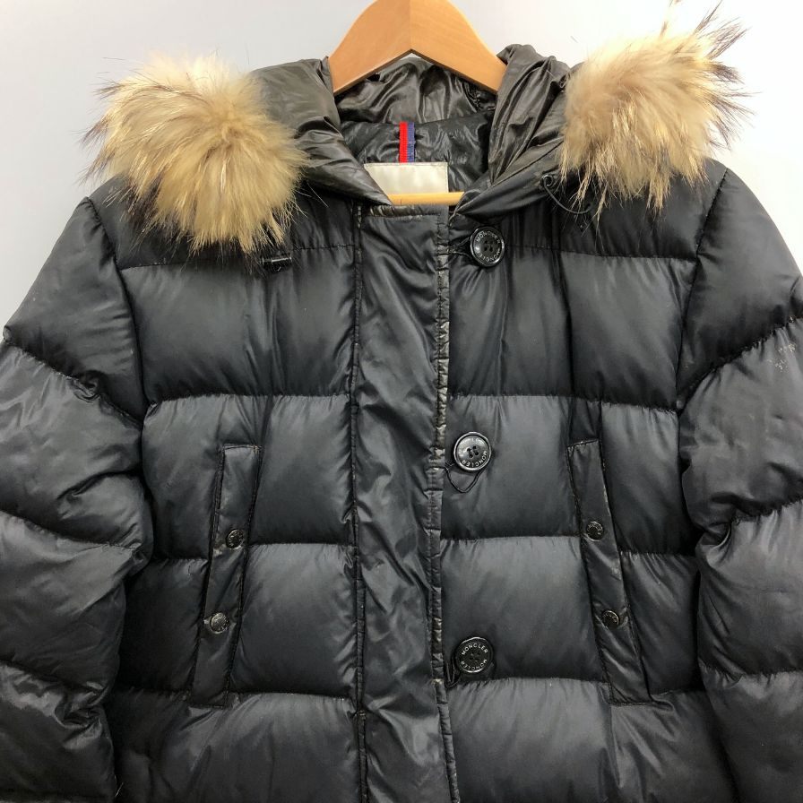 中古■モンクレール ダウンコート LUCIE ラクーンファー ブラック レディース サイズ2 MONCLER 【AFA13】