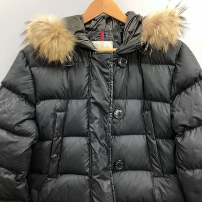 中古■モンクレール ダウンコート LUCIE ラクーンファー ブラック レディース サイズ2 MONCLER 【AFA13】