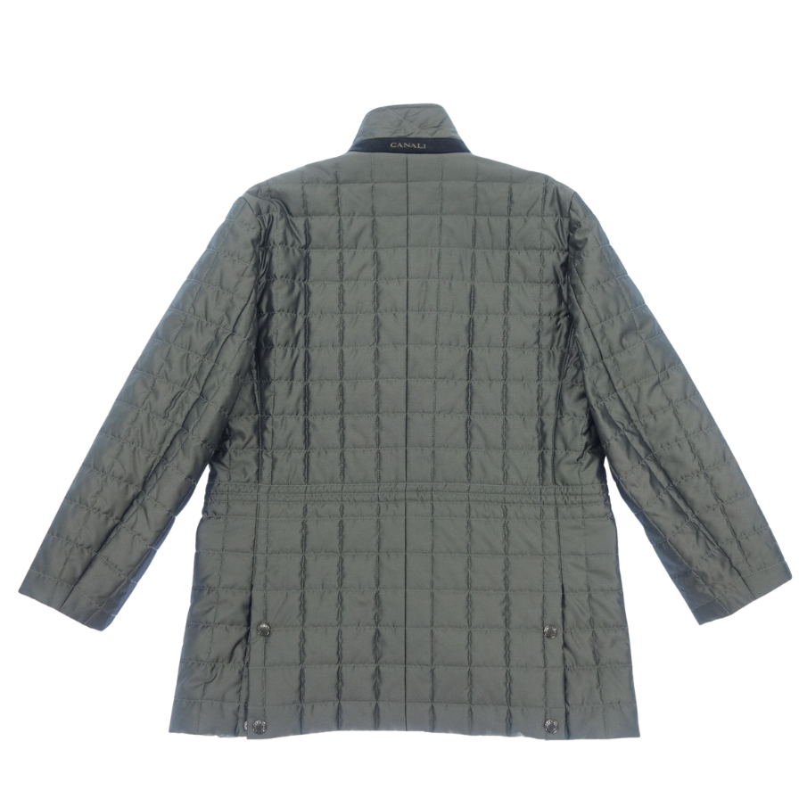 Good Condition◆Canali Quilted Half Coat Men's Size 52 Gray CANALI [AFB22] 