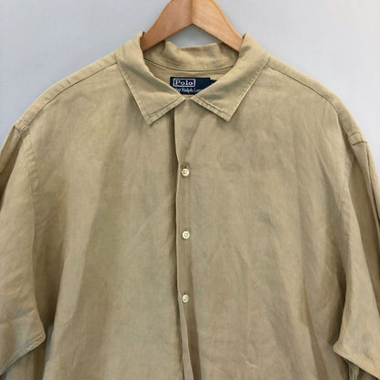 美品◆ポロ ラルフローレン ヴィンテージ開襟シャツ ベージュ メンズ サイズXL POLO RALPH LAUREN 【AFB45】